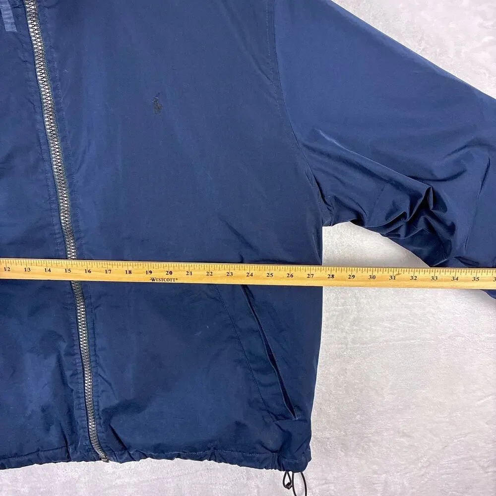 VTG Polo Ralph Lauren Jacket Men XXL Navy Pony Fleece Lined Stowaway Hood 90s